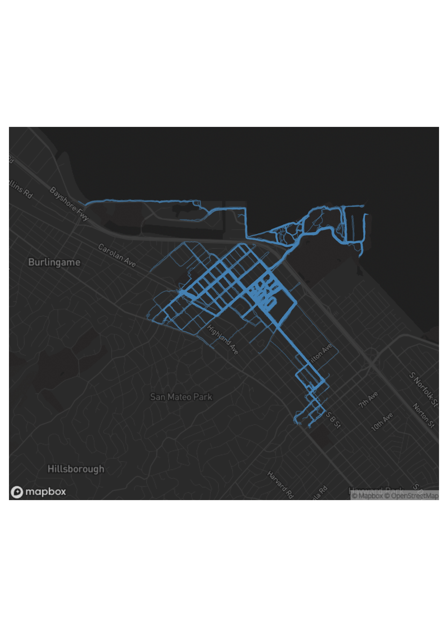 Local Running Routes on a basemap